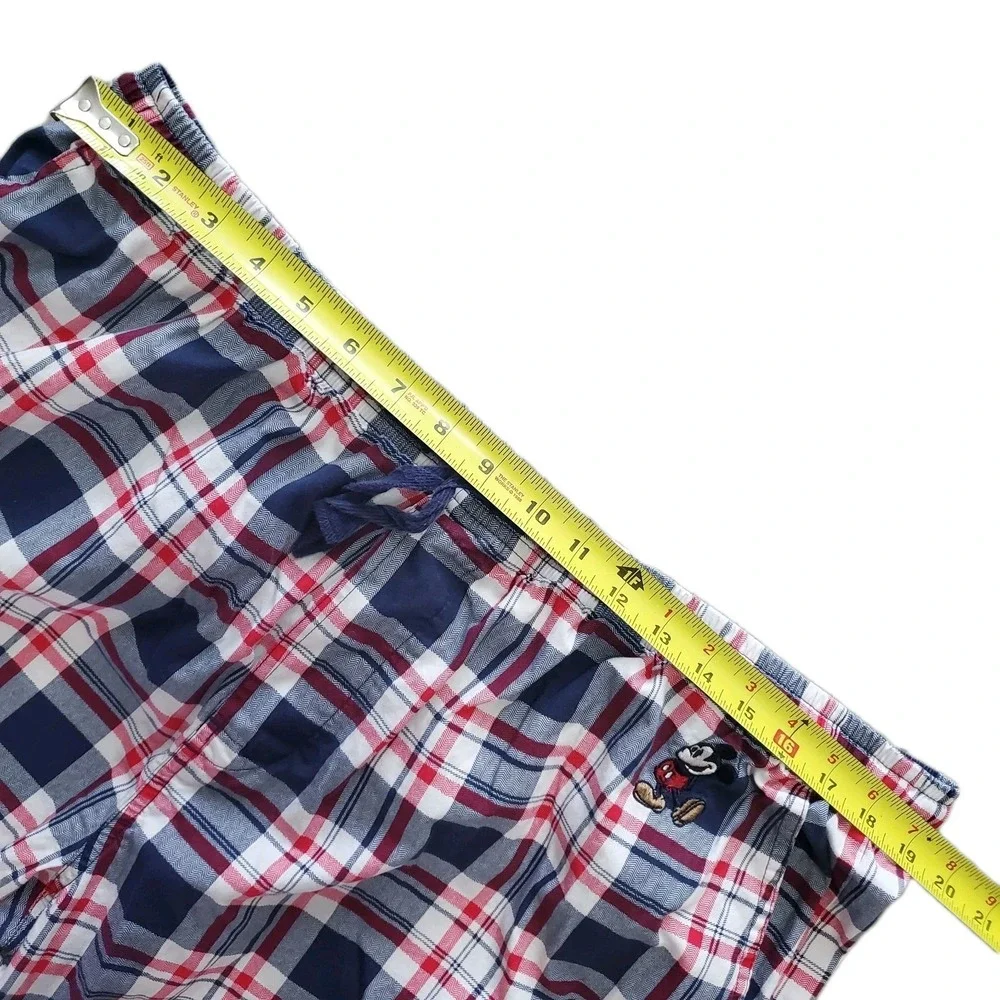Disney Parks 3XL Pajama Pants Plaid Mickey Mouse Logo Red White Blue Stretch - Picture 4 of 8